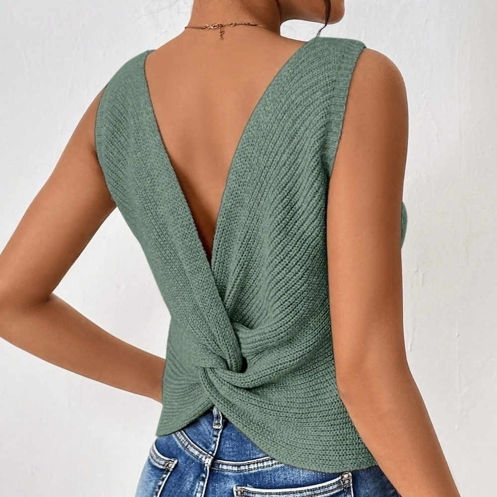 Women's Solid Color Simple Daily Sweater Vest - Picture 1 of 5